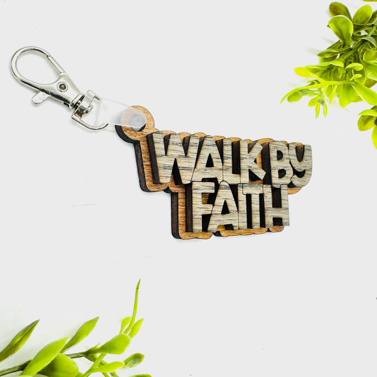 Walk By Faith 2-Layered Keychain Car Charm Ornament Bag Tag - Glowforge