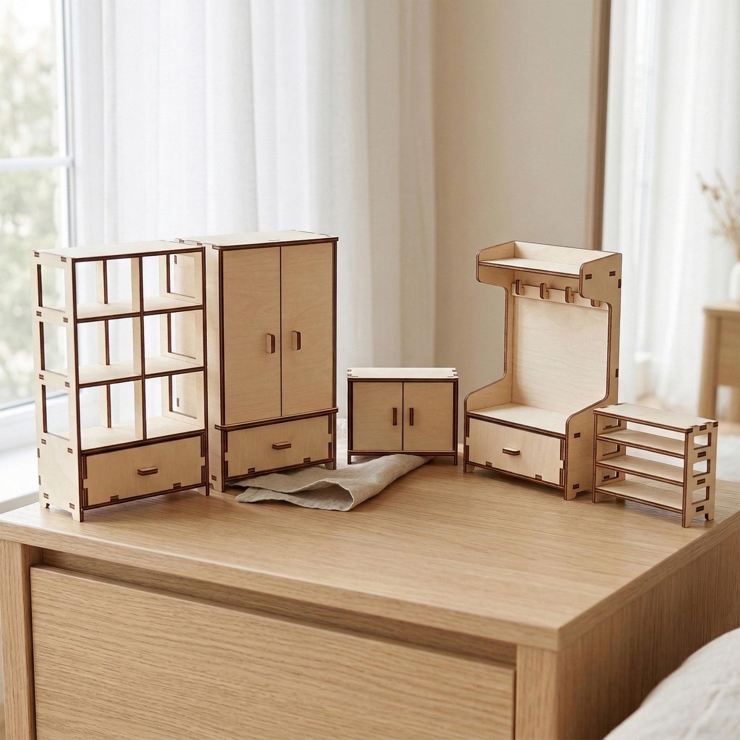 Wardrobe Set - Miniature Dollhouse Furniture Collection - Glowforge