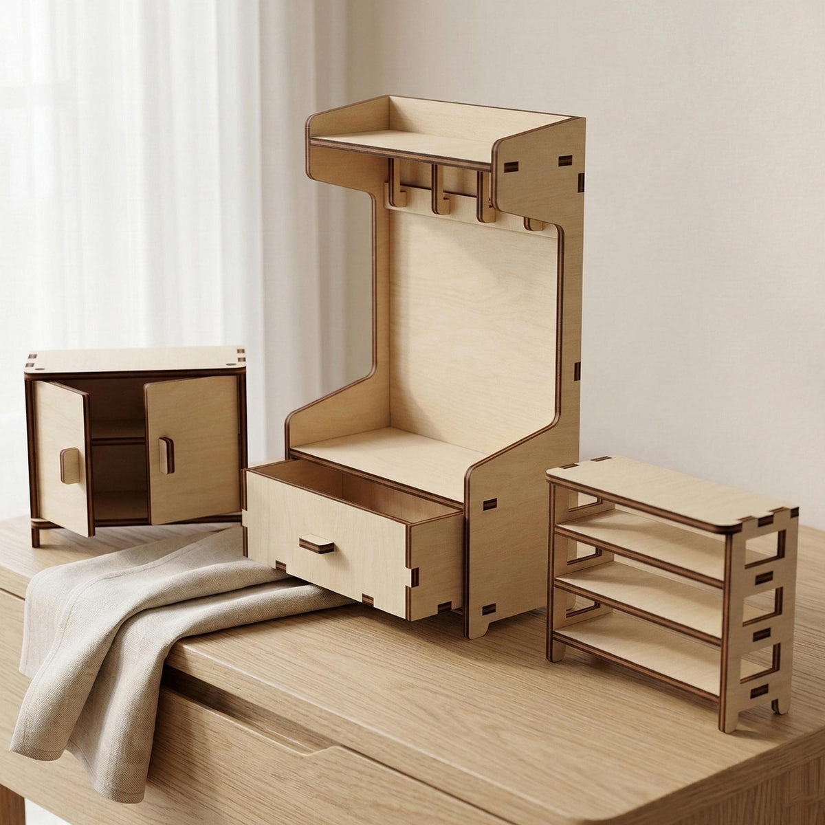 Wardrobe Set - Miniature Dollhouse Furniture Collection - Glowforge