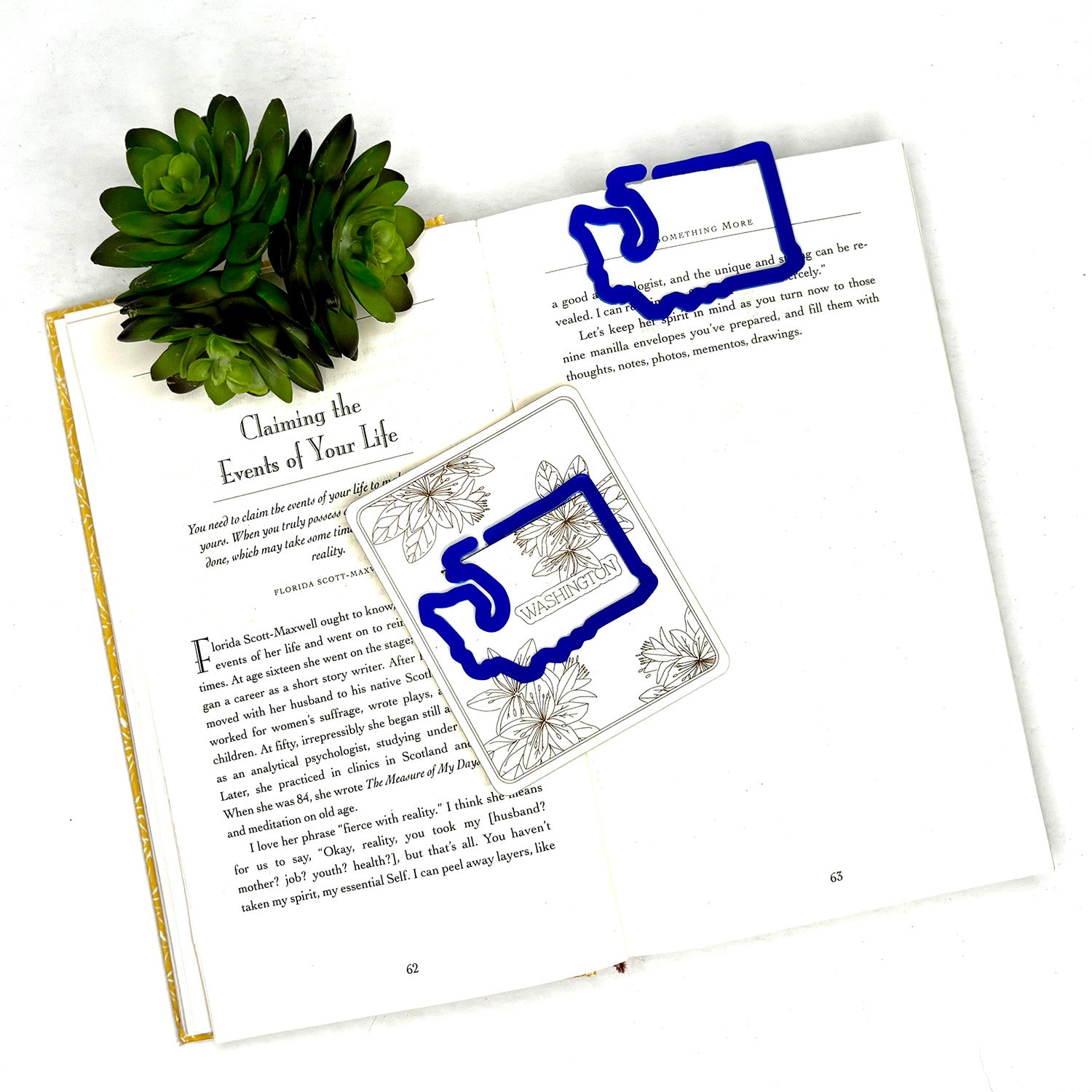 Washington Bookmarks Washington Shaped Bookmark with Card Backer - Paperclip - Snack Bag Cl ...