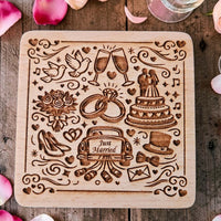 Wedding Themed Coaster Design - Glowforge