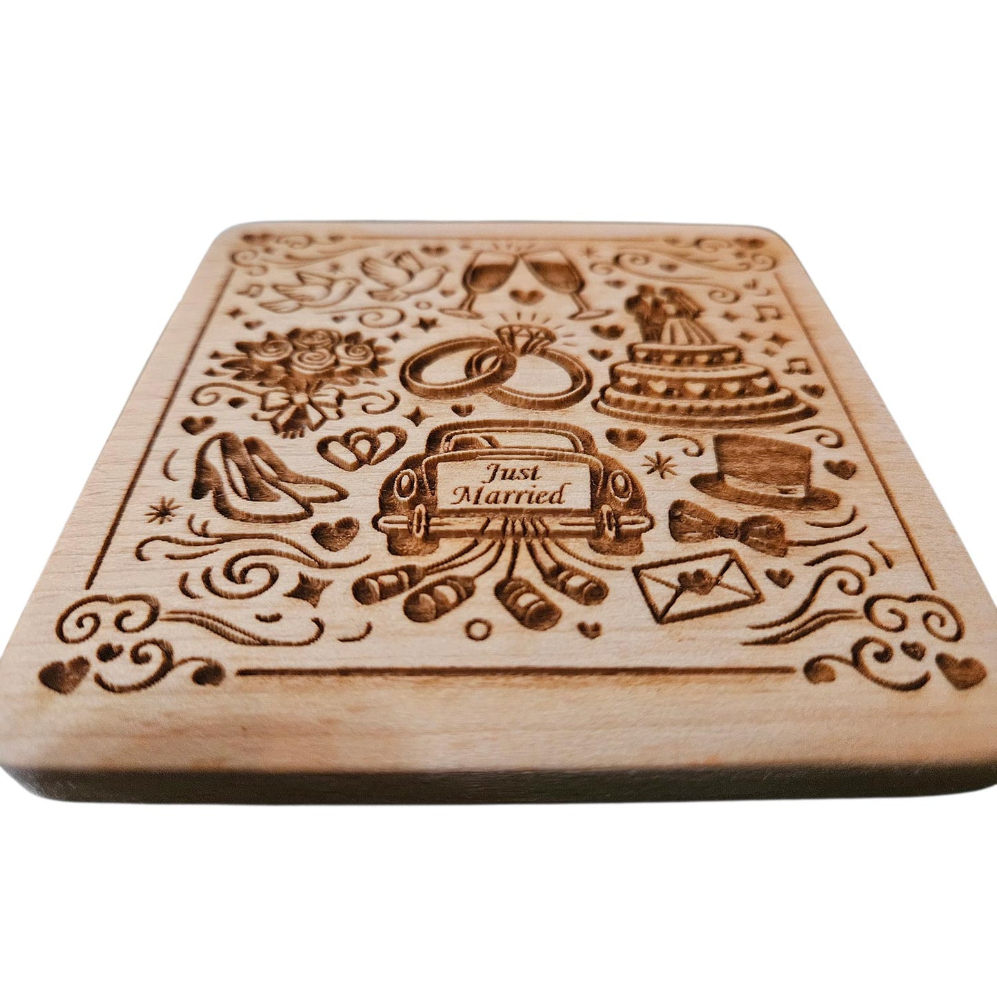 Wedding Themed Coaster Design - Glowforge