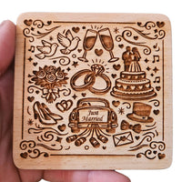 Wedding Themed Coaster Design - Glowforge