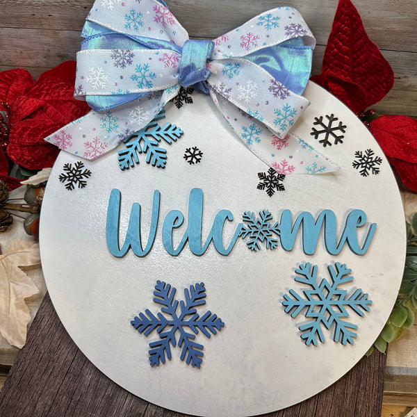 Welcome Christmas Snowflake Door Sign – Glowforge Shop