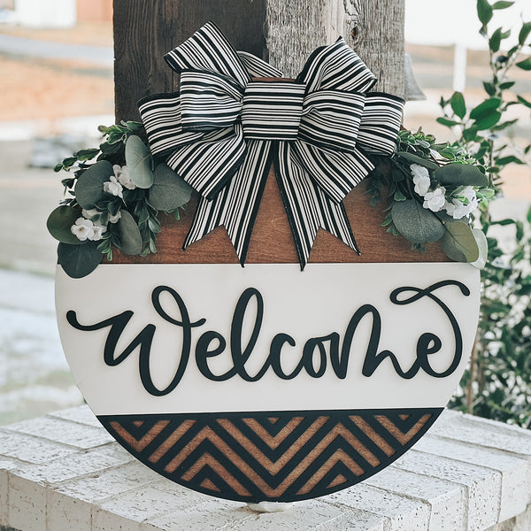 Welcome Door Hanger – Round Layered Farmhouse Sign – Glowforge Shop