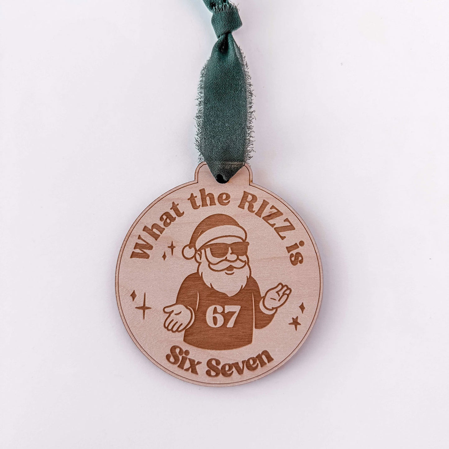 What the Rizz is Six Seven Viral TikTok Santa Christmas Ornament #5 - Glowforge