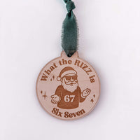 What the Rizz is Six Seven Viral TikTok Santa Christmas Ornament #5 - Glowforge