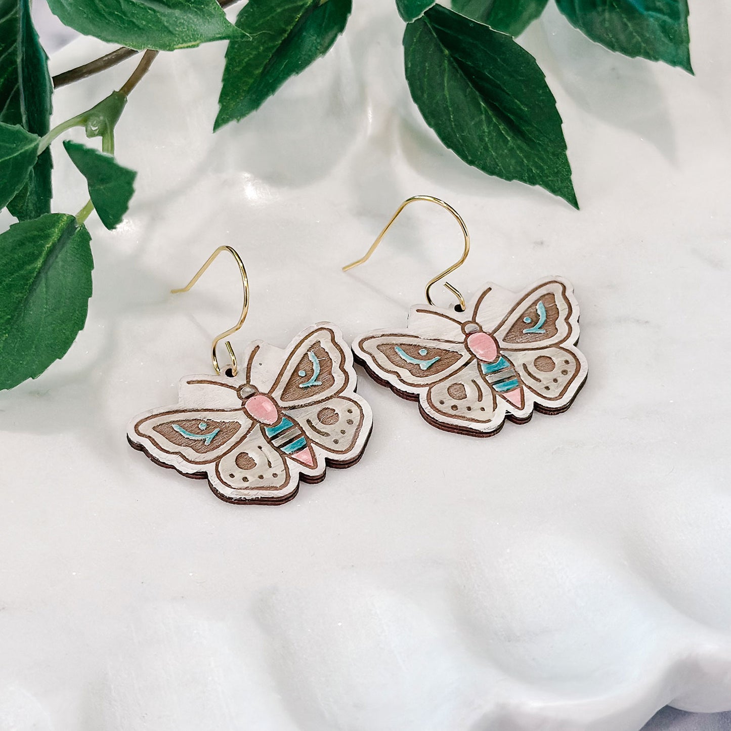 Whimsical Butterfly Earrings with Etched Details - Glowforge