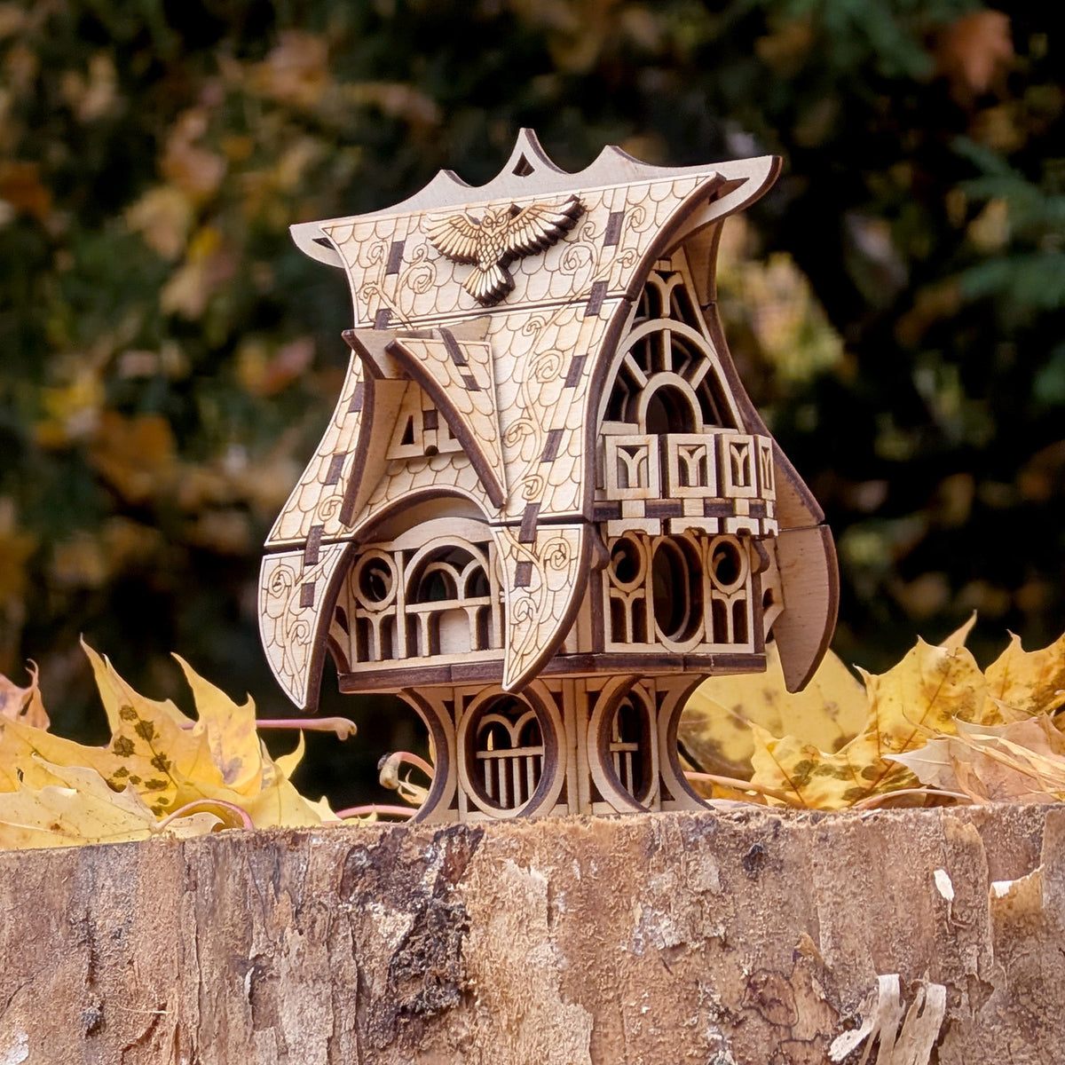 Whimsical Fairy Garden House - Cottage Miniature with Optional Plant Stake - Glowforge