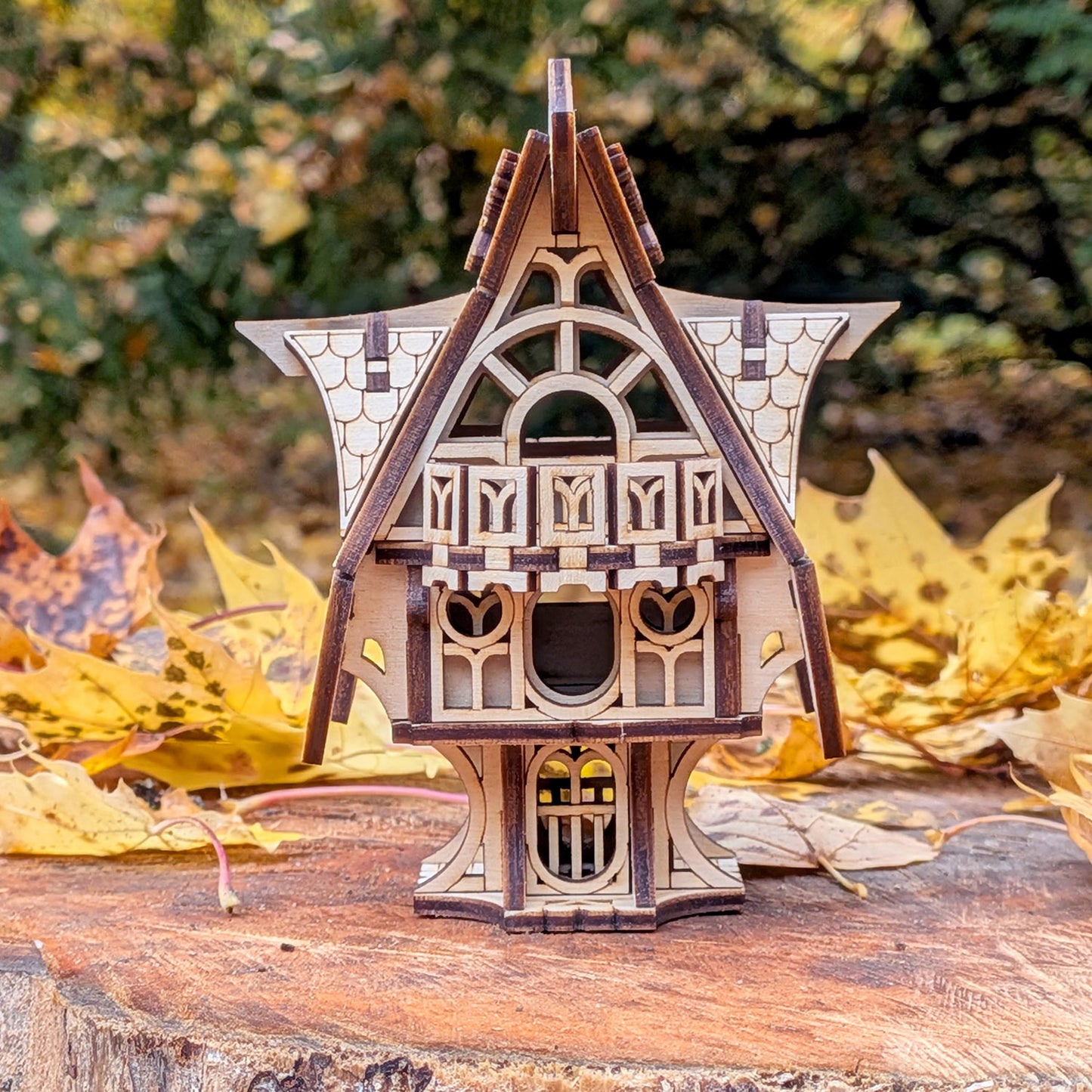 Whimsical Fairy Garden House - Cottage Miniature with Optional Plant Stake - Glowforge