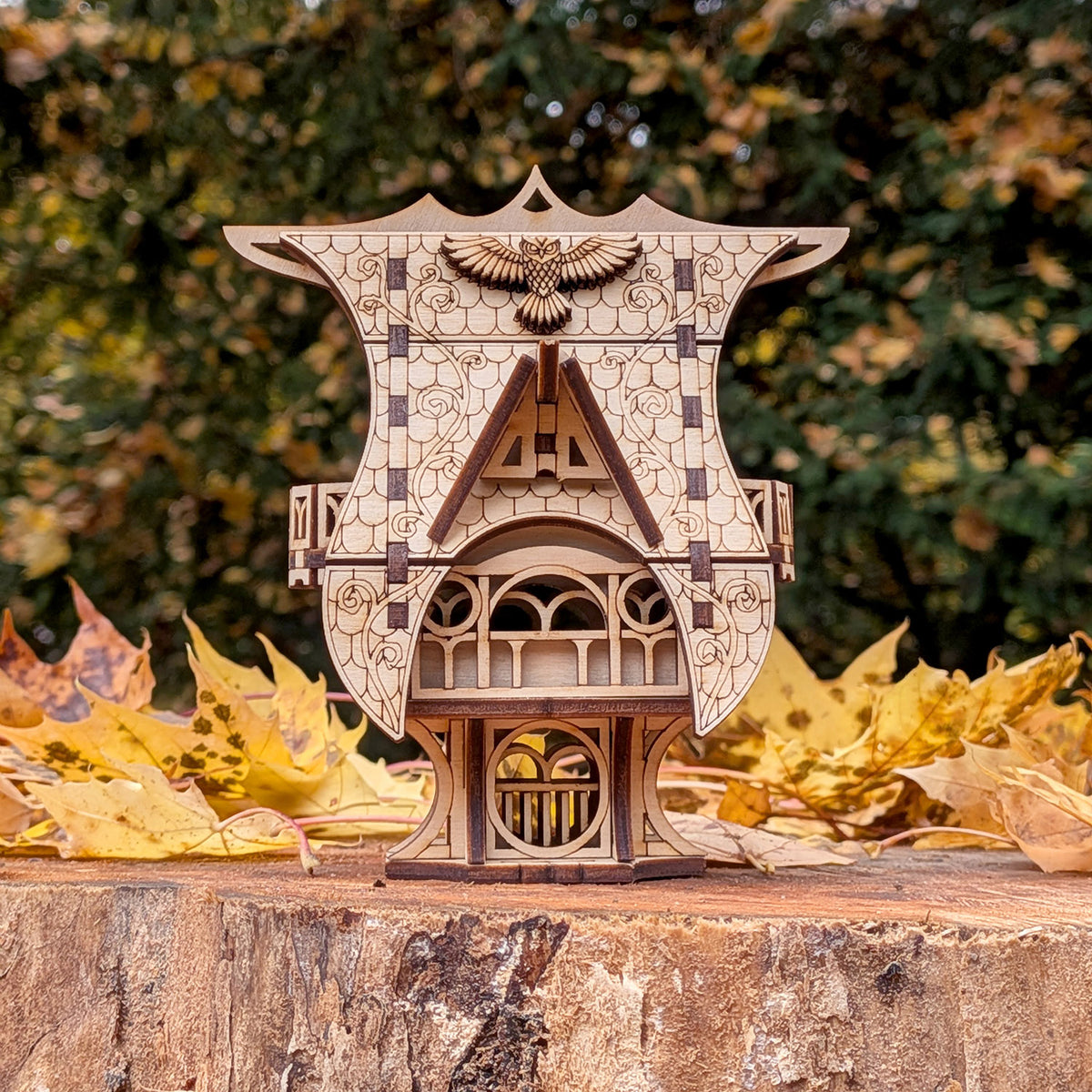Whimsical Fairy Garden House - Cottage Miniature with Optional Plant Stake - Glowforge