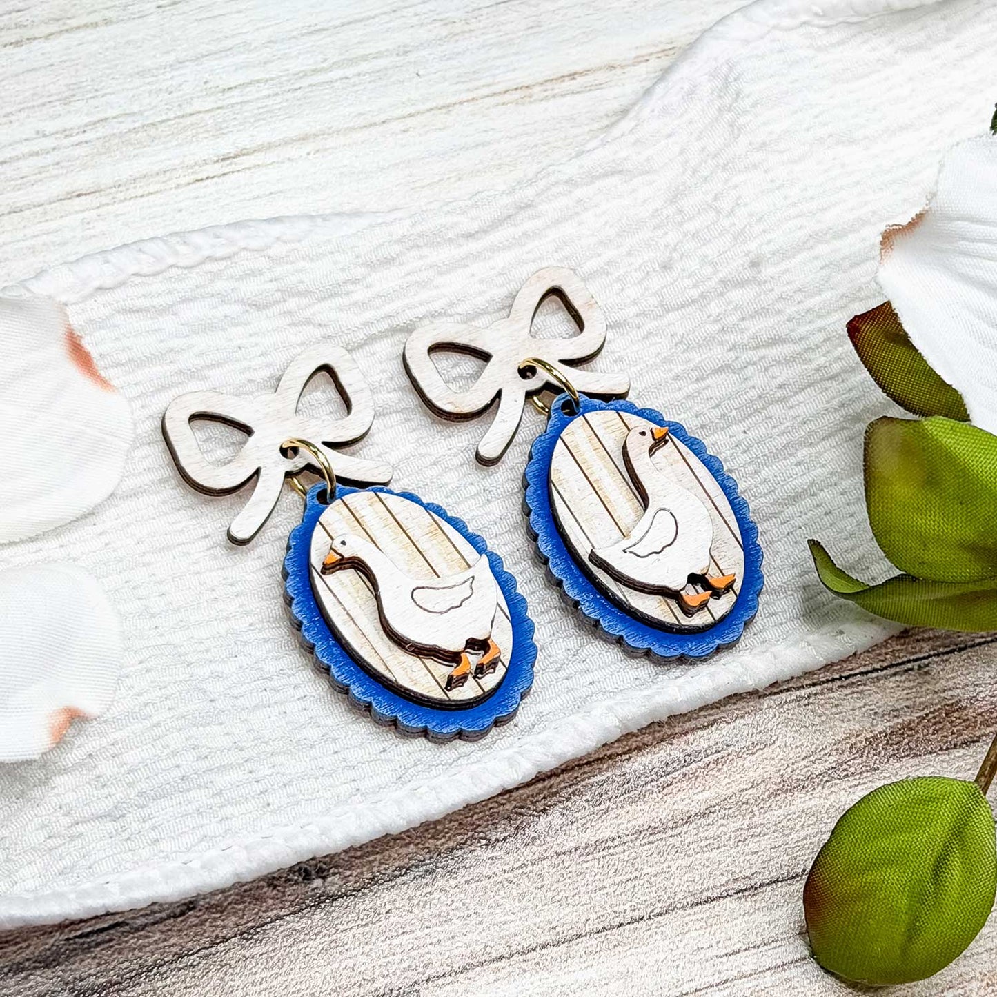 Whimsical Goose Bow Earrings - Glowforge