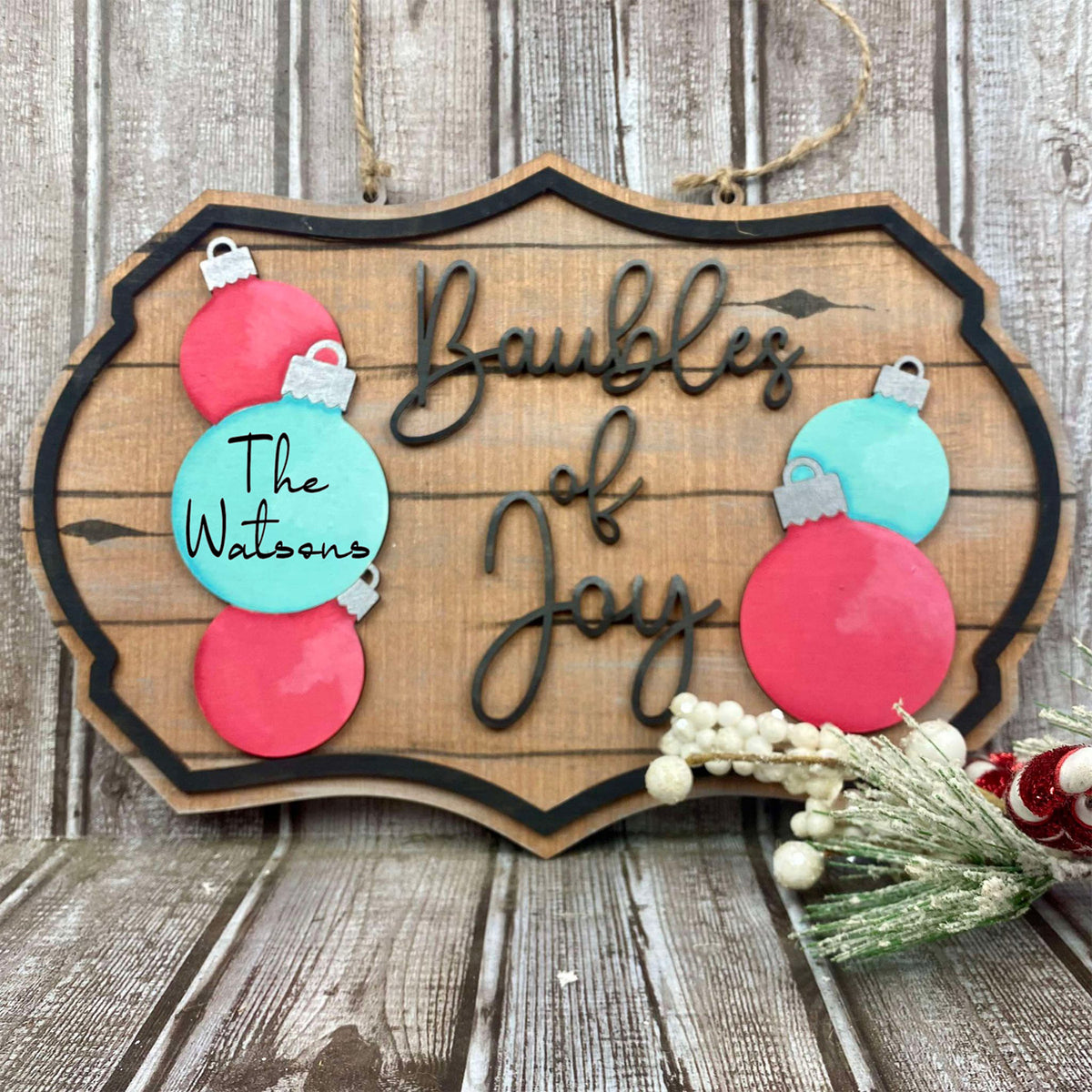 Whimsical Personalizeable Christmas Ornament Sign – Glowforge Shop
