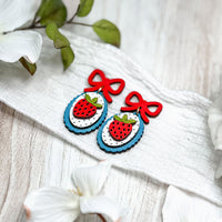 Whimsical Strawberry Bow Earrings - Glowforge