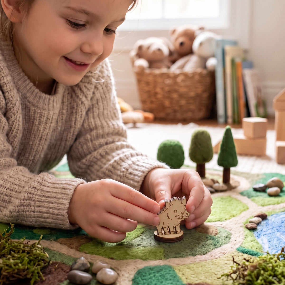 Wild Boar Educational Figure - Woodland Animal for Nature & Wildlife Play- Glowforge