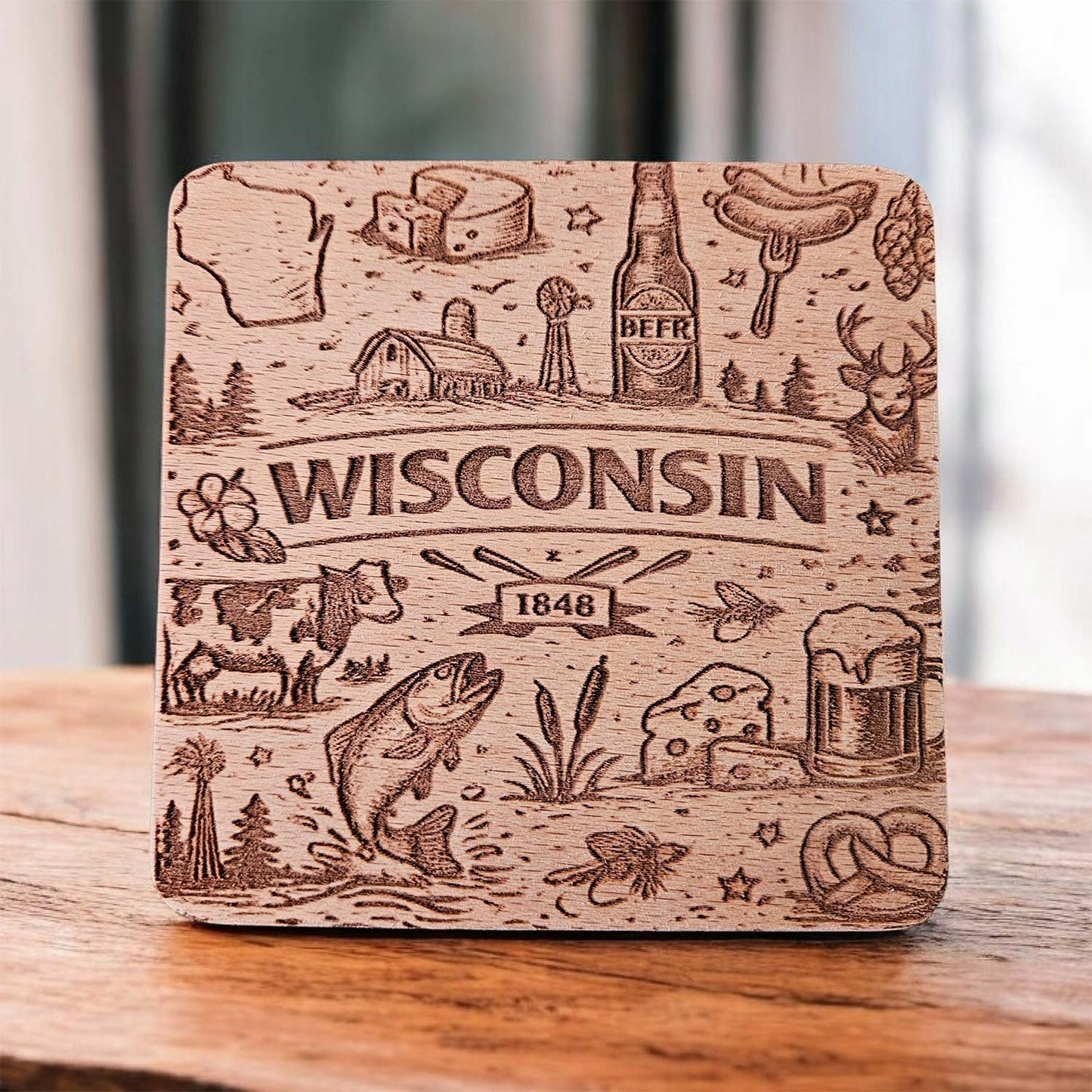 Wisconsin Coaster Design - Glowforge