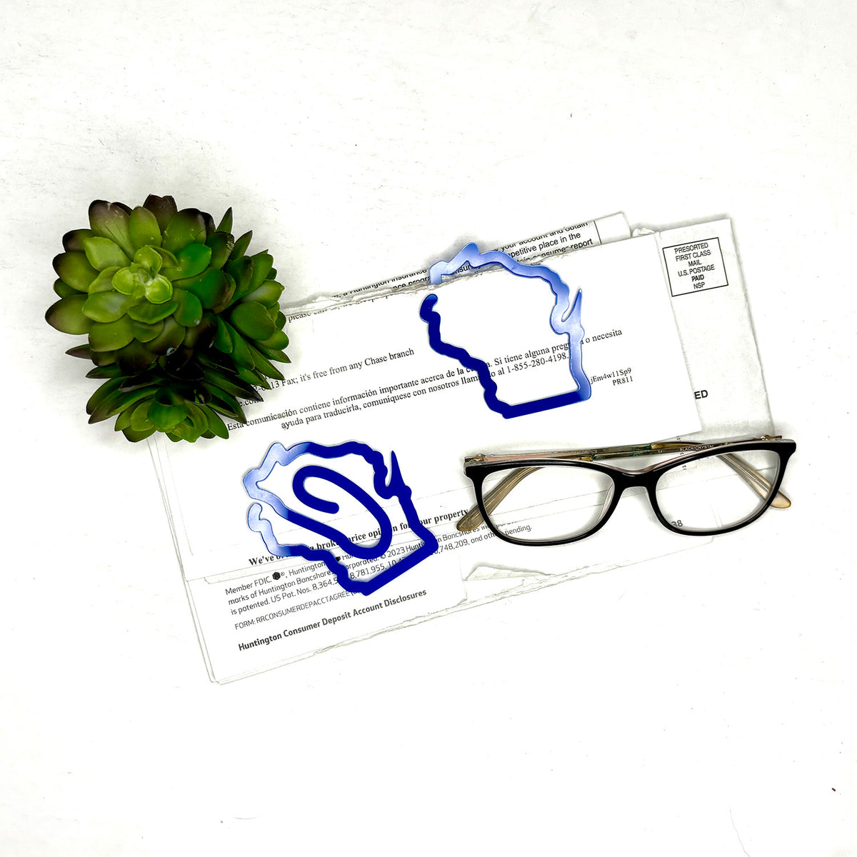 Wisconsin Shaped Bookmark with Card Backer - Paperclip - Snack Bag Clo ...