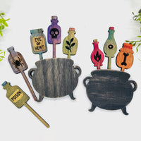 Witchy Cauldron with Potion Plant / Cupcake Stakes (Set of 8) - Glowforge