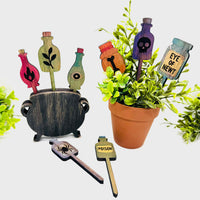 Witchy Cauldron with Potion Plant / Cupcake Stakes (Set of 8) - Glowforge