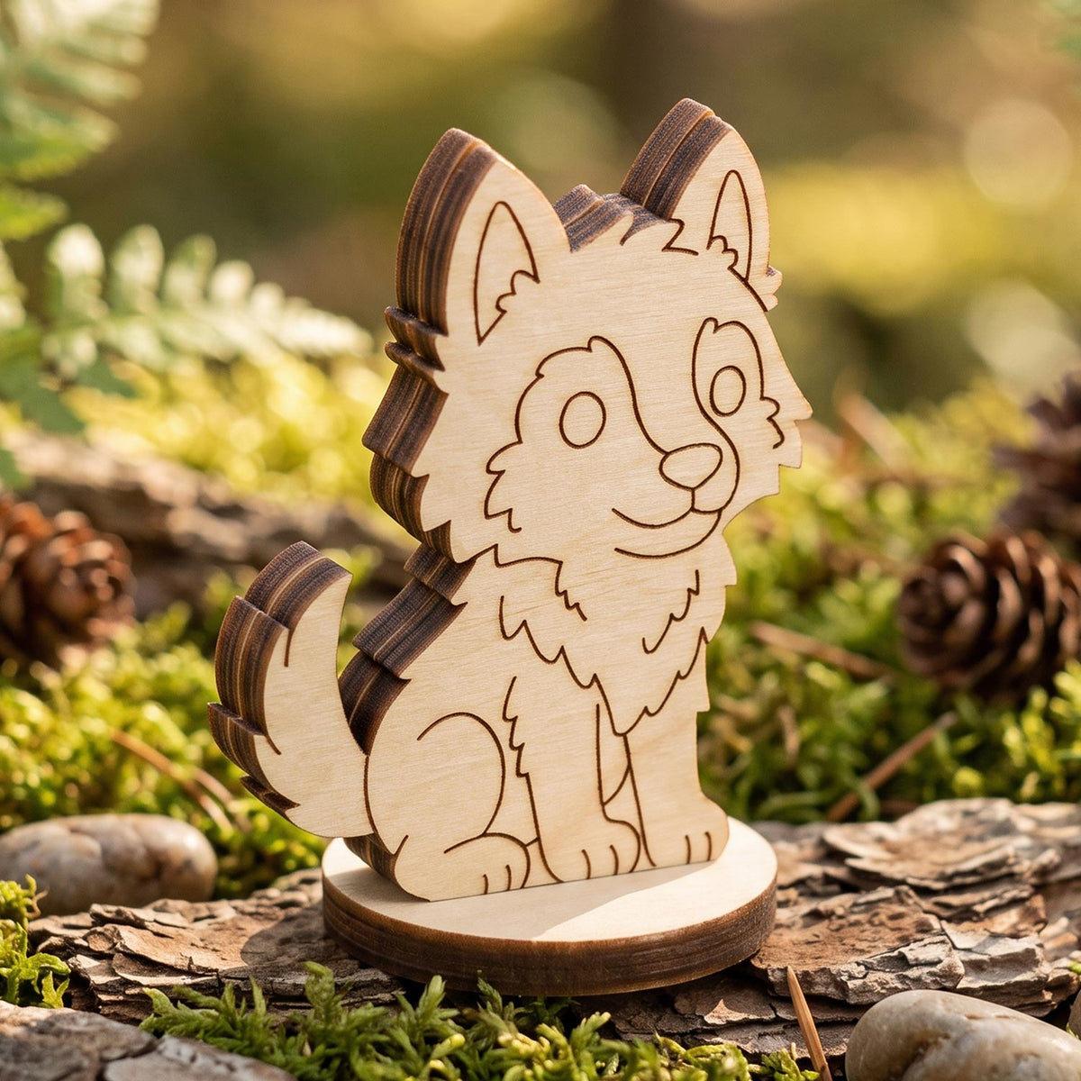 Wolf Tabletop Figure - Forest Animal Miniature for Games & Dioramas - Glowforge