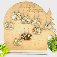 Woodland Wonders #2 Earrings (Set of 8) & Display Stand - Glowforge