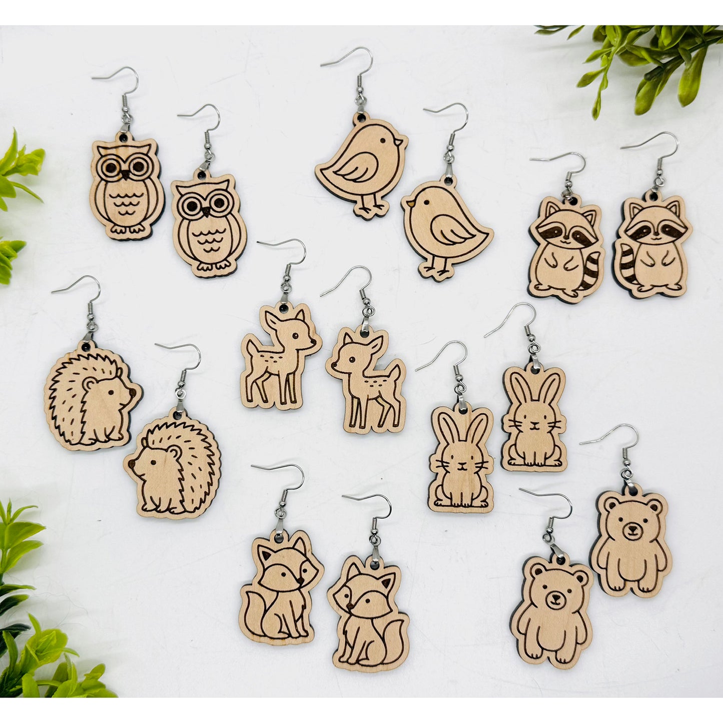 Woodland Wonders Earrings (Set of 8) & Display Stand - Glowforge