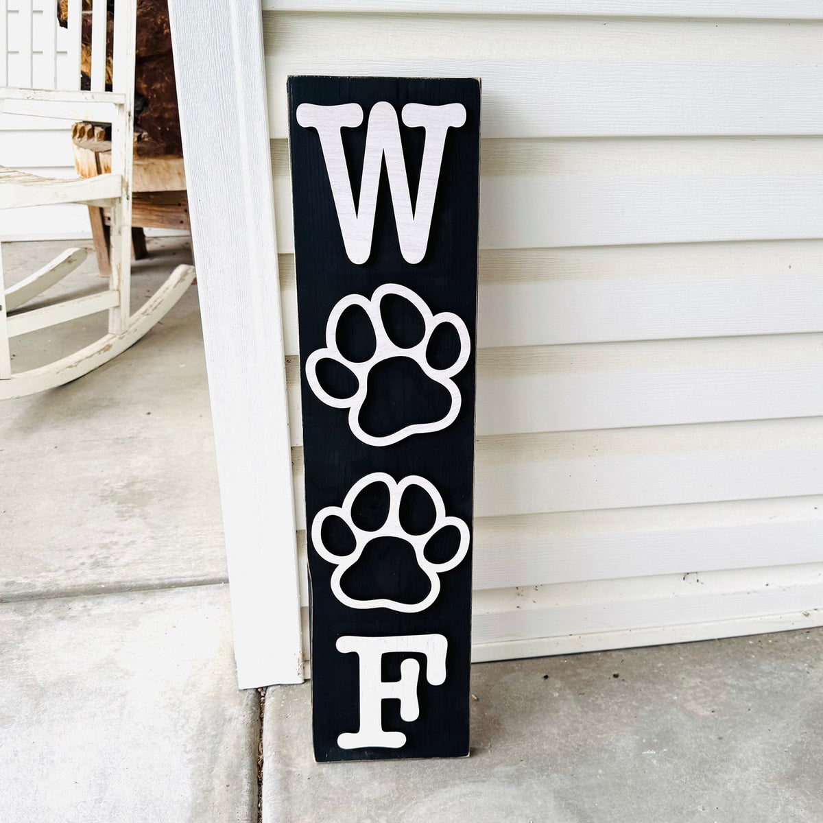 WOOF Porch Sign – Double Paw Dog Decor – Glowforge Shop