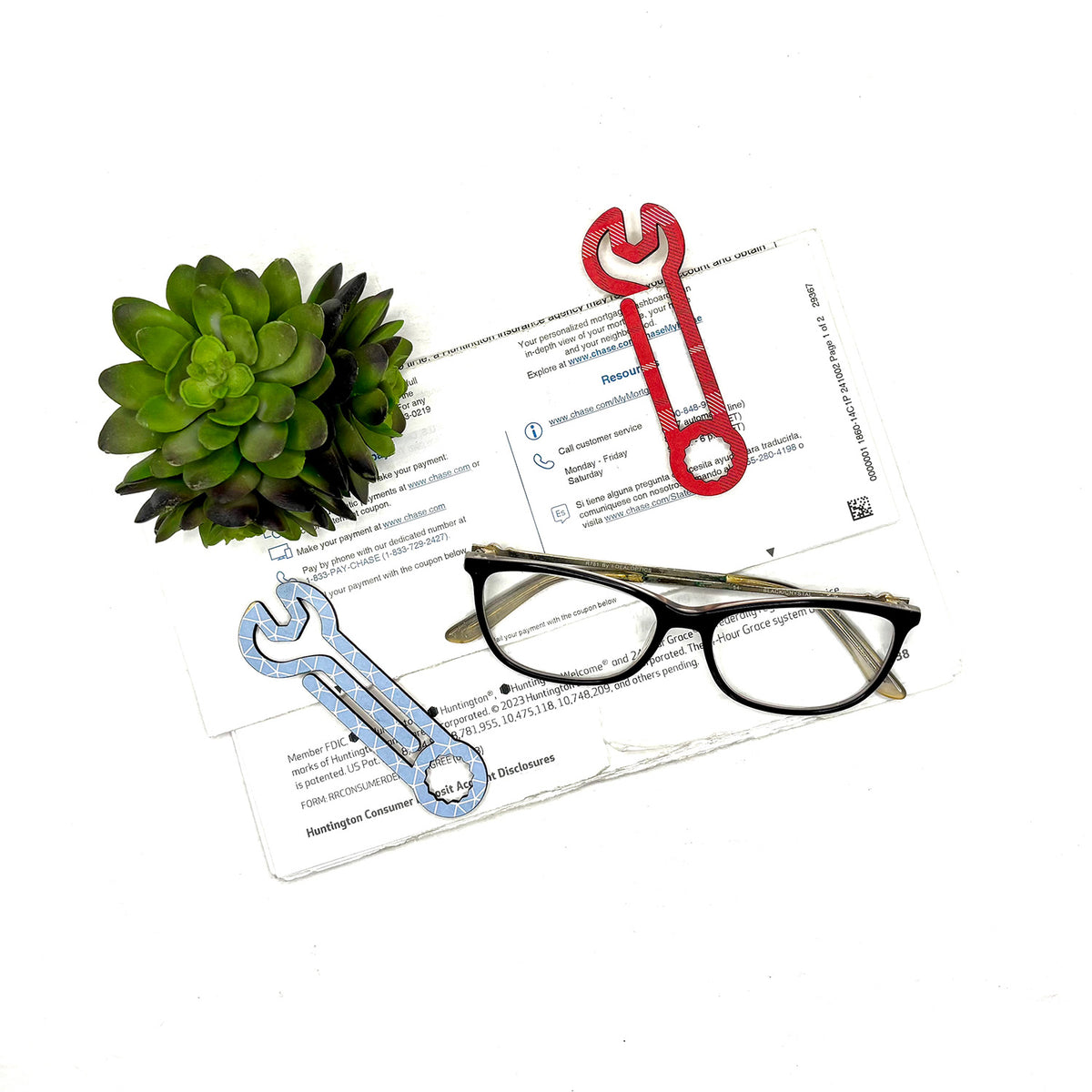 Wrench Shaped Bookmark with Card Backer - Paperclip - Snack Bag Closure - Glowforge