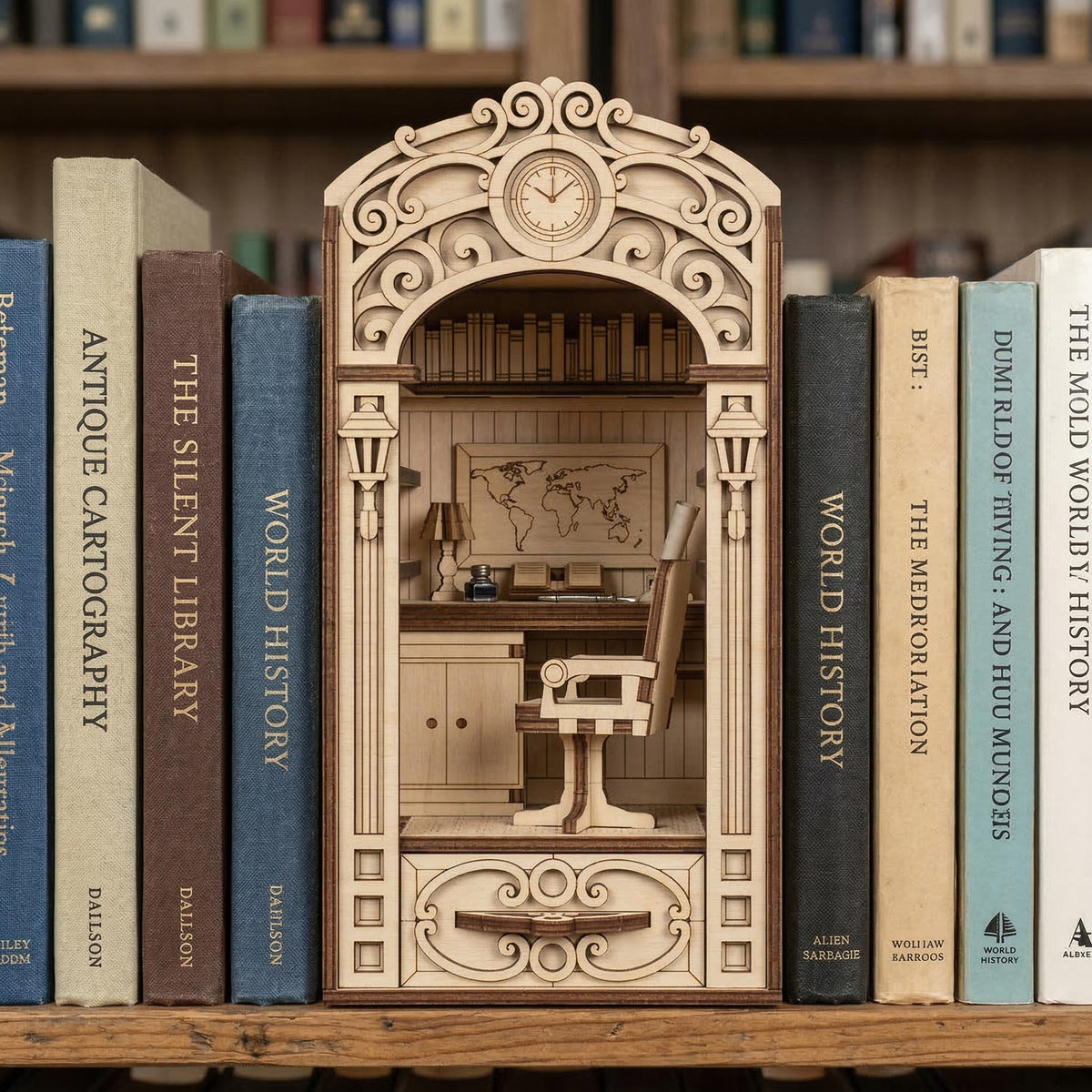 Writer’s Office Book Nook - Cozy Library Study Diorama - Glowforge