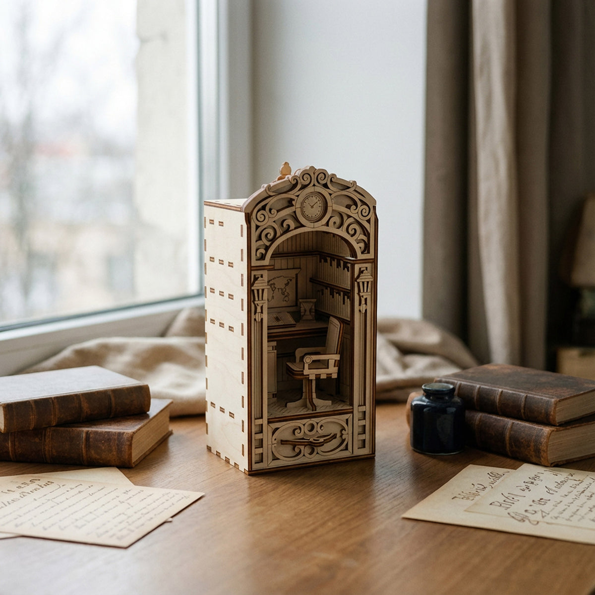 Writer’s Office Book Nook - Cozy Library Study Diorama - Glowforge