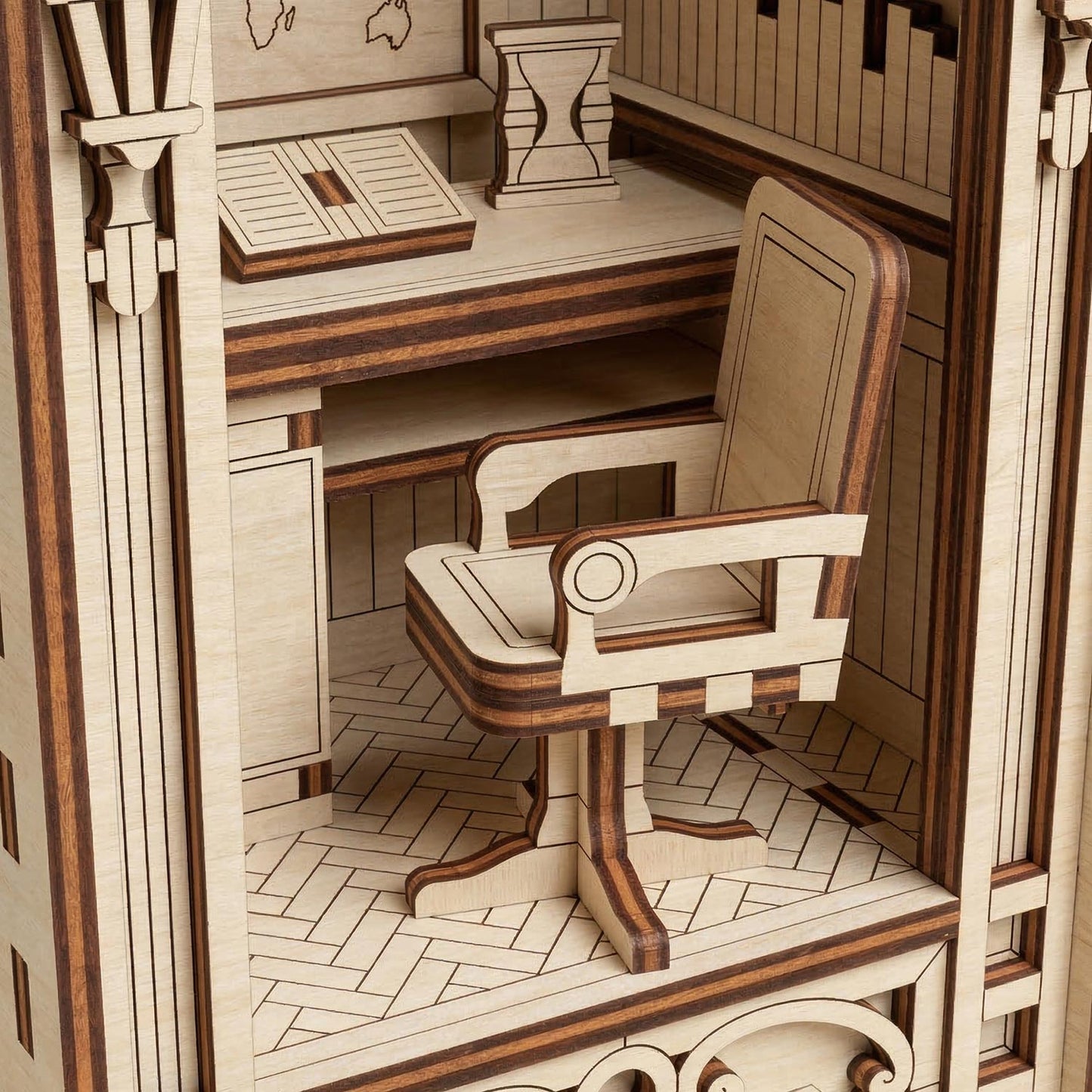 Writer’s Office Book Nook - Cozy Library Study Diorama - Glowforge