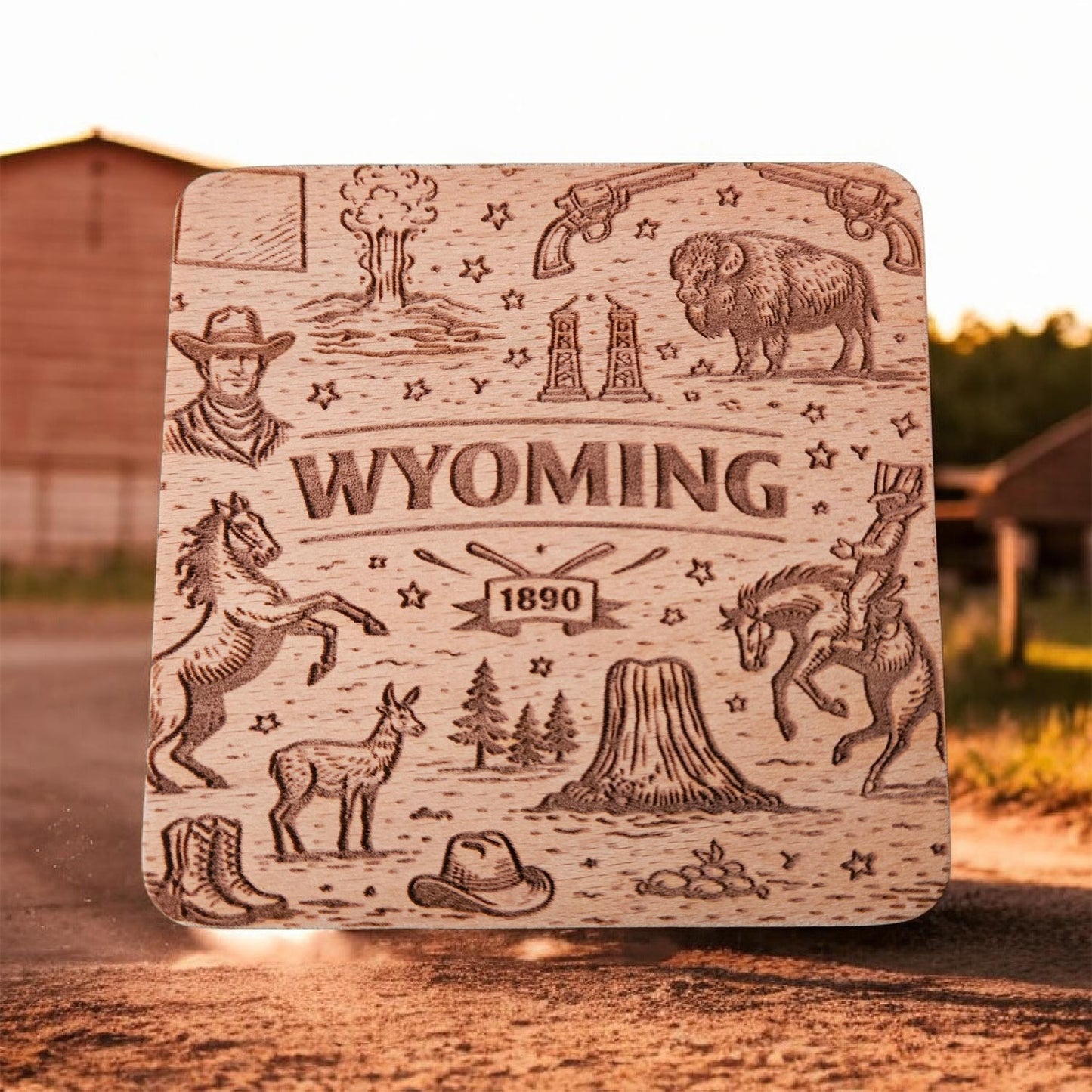 Wyoming Coaster Design - Glowforge