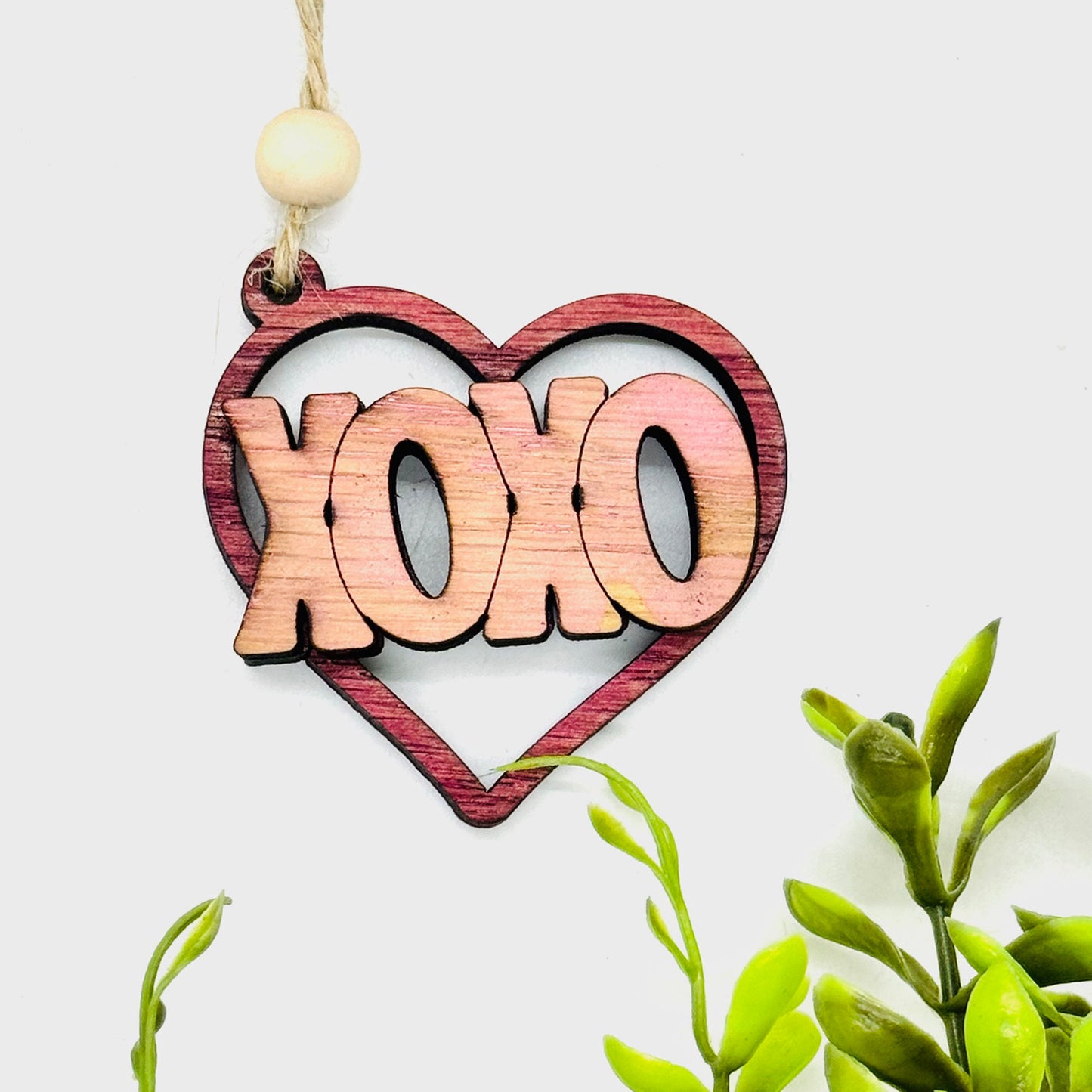 XOXO Heart Layered Car Charm