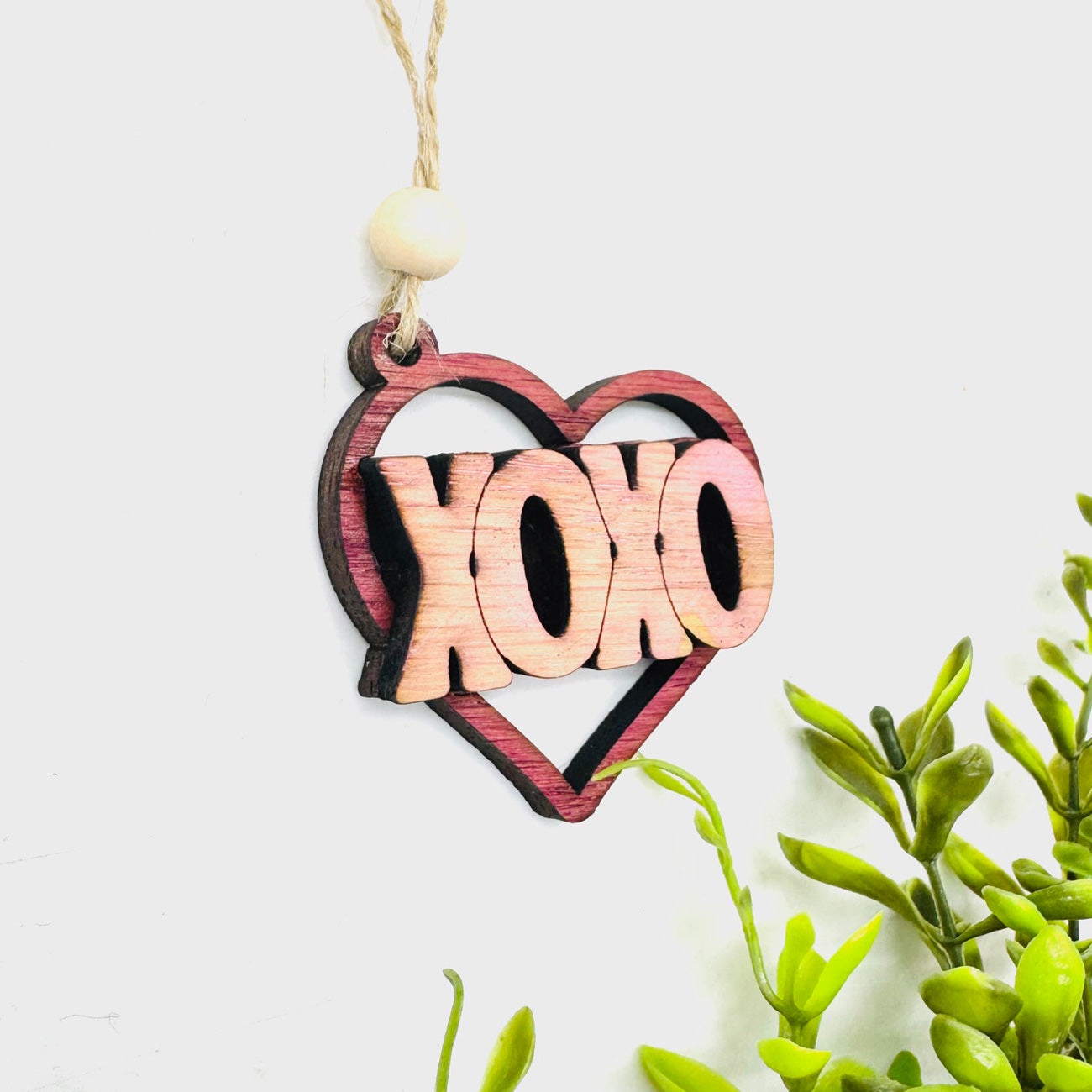 XOXO Heart Layered Car Charm