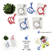 Yarn Ball Shaped Bookmark with Card Backer - Paperclip - Snack Bag Closure