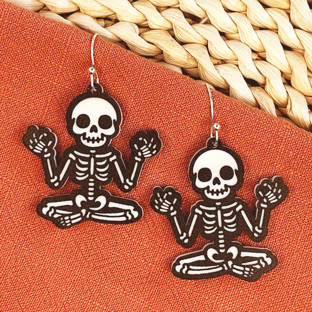 Yoga Halloween Skeleton Earrings - Glowforge