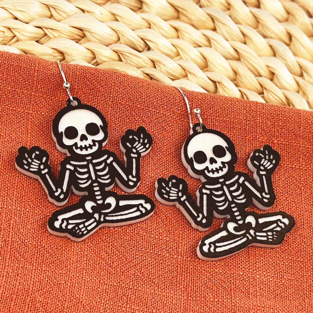 Yoga Halloween Skeleton Earrings - Glowforge