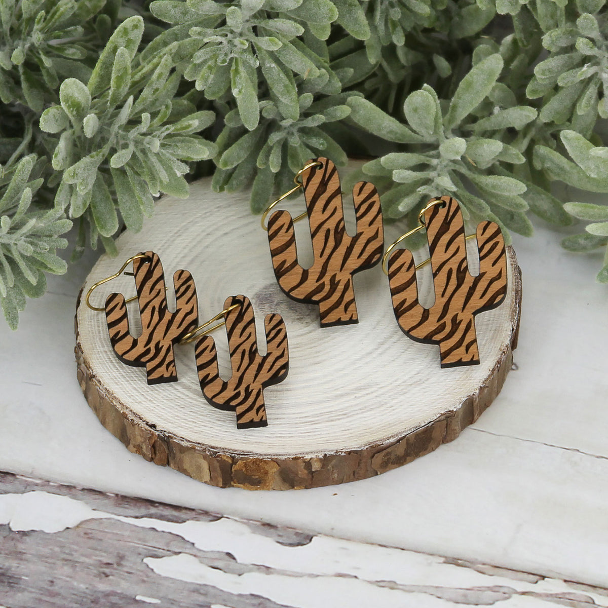 Zebra Print Cactus Earrings (Set of 2 Sizes) - Glowforge