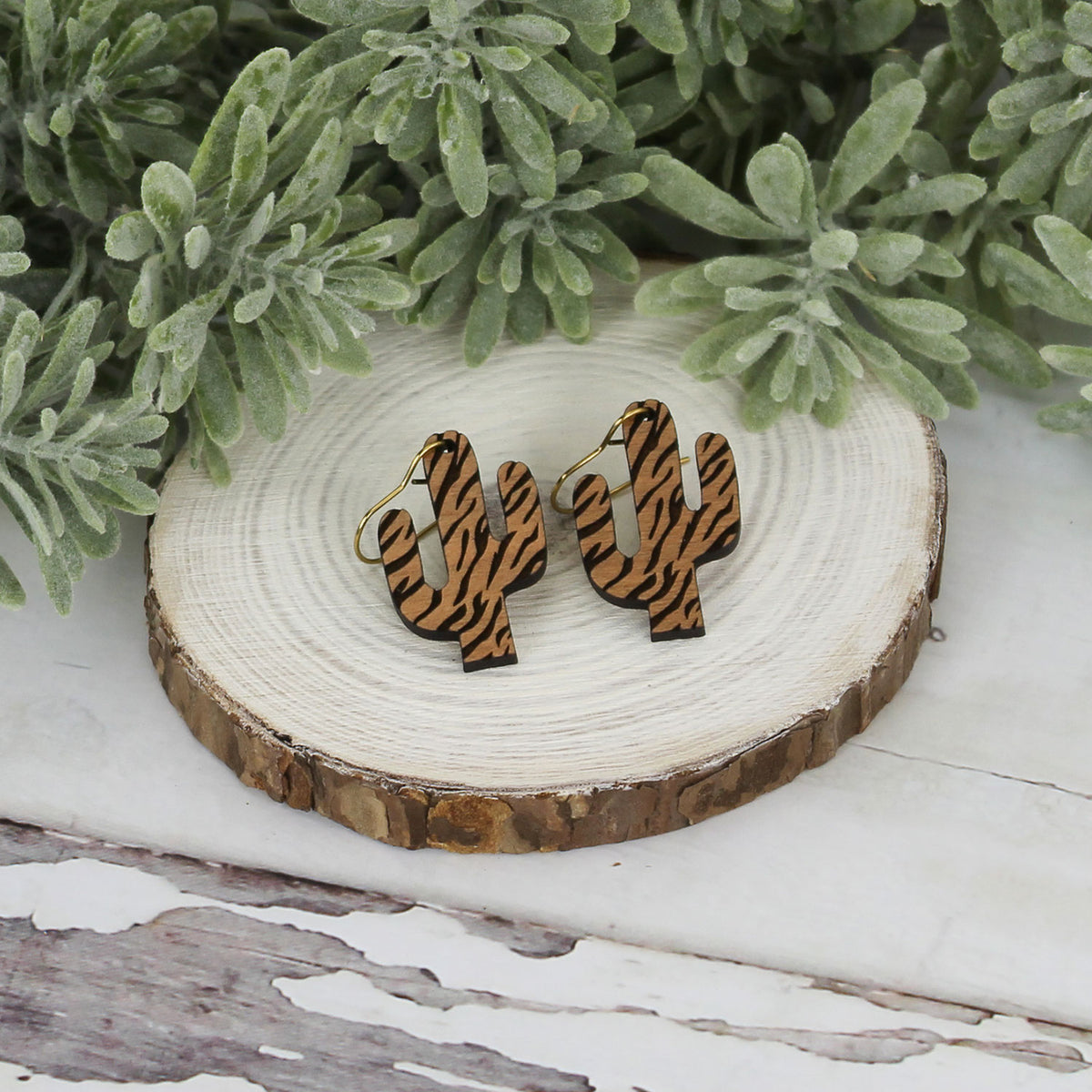 Zebra Print Cactus Earrings (Set of 2 Sizes) - Glowforge