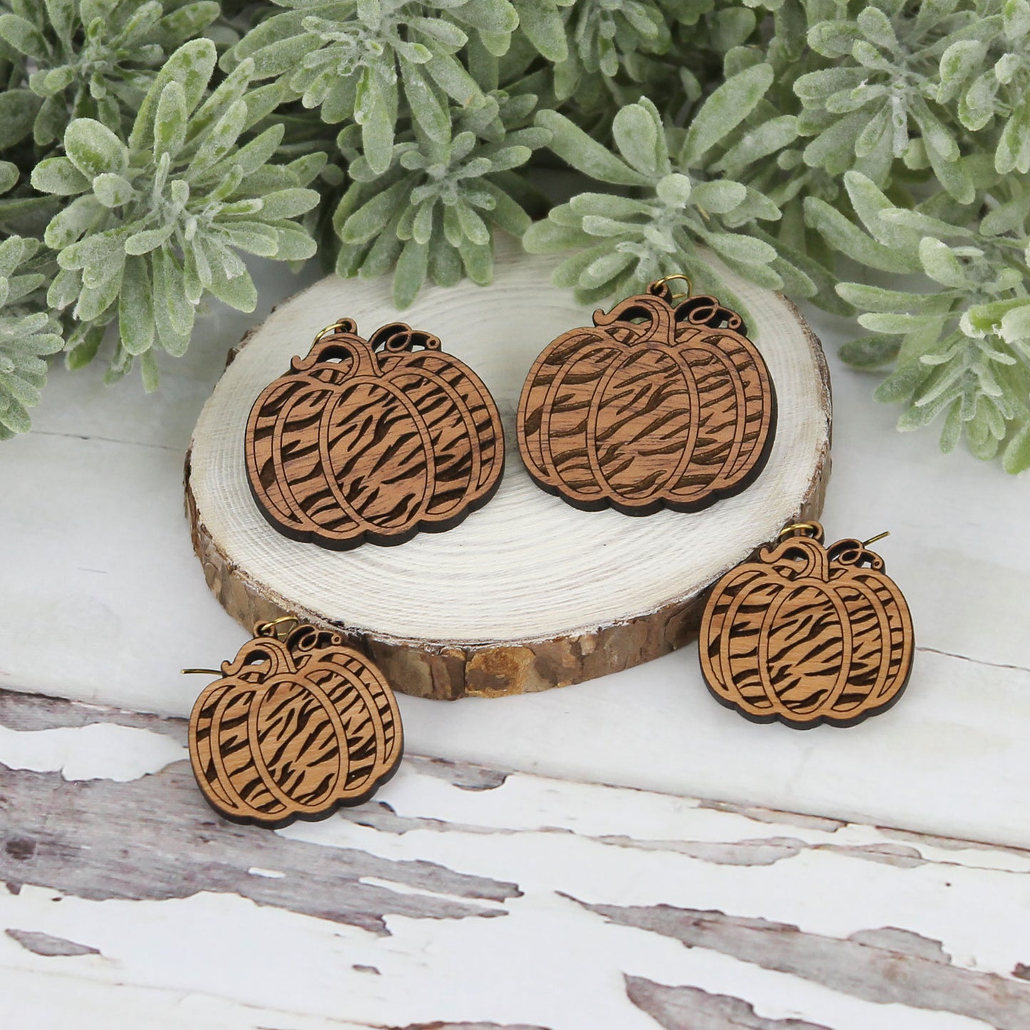Zebra Print Pumpkin Earrings - Fall Earrings (Set of 2 Sizes) - Glowforge