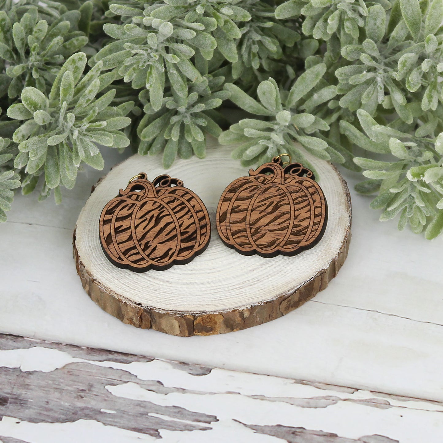 Zebra Print Pumpkin Earrings - Fall Earrings (Set of 2 Sizes) - Glowforge