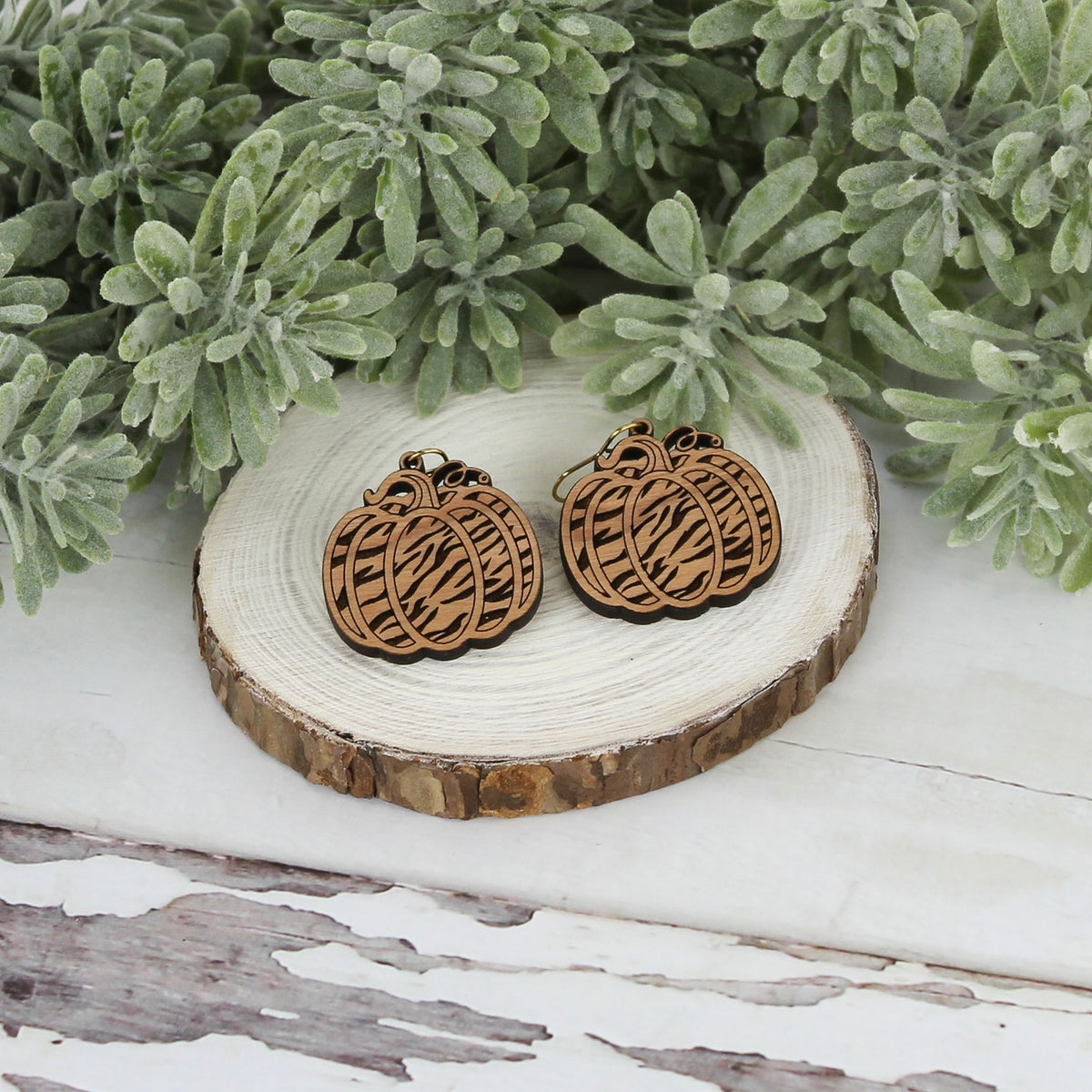Zebra Print Pumpkin Earrings - Fall Earrings (Set of 2 Sizes) - Glowforge