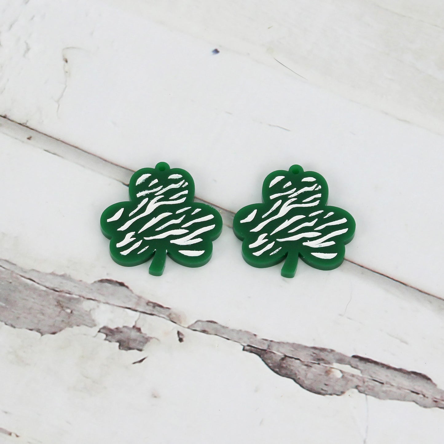 Zebra Print Shamrock Earrings - St. Patrick's Day Earrings - Glowforge