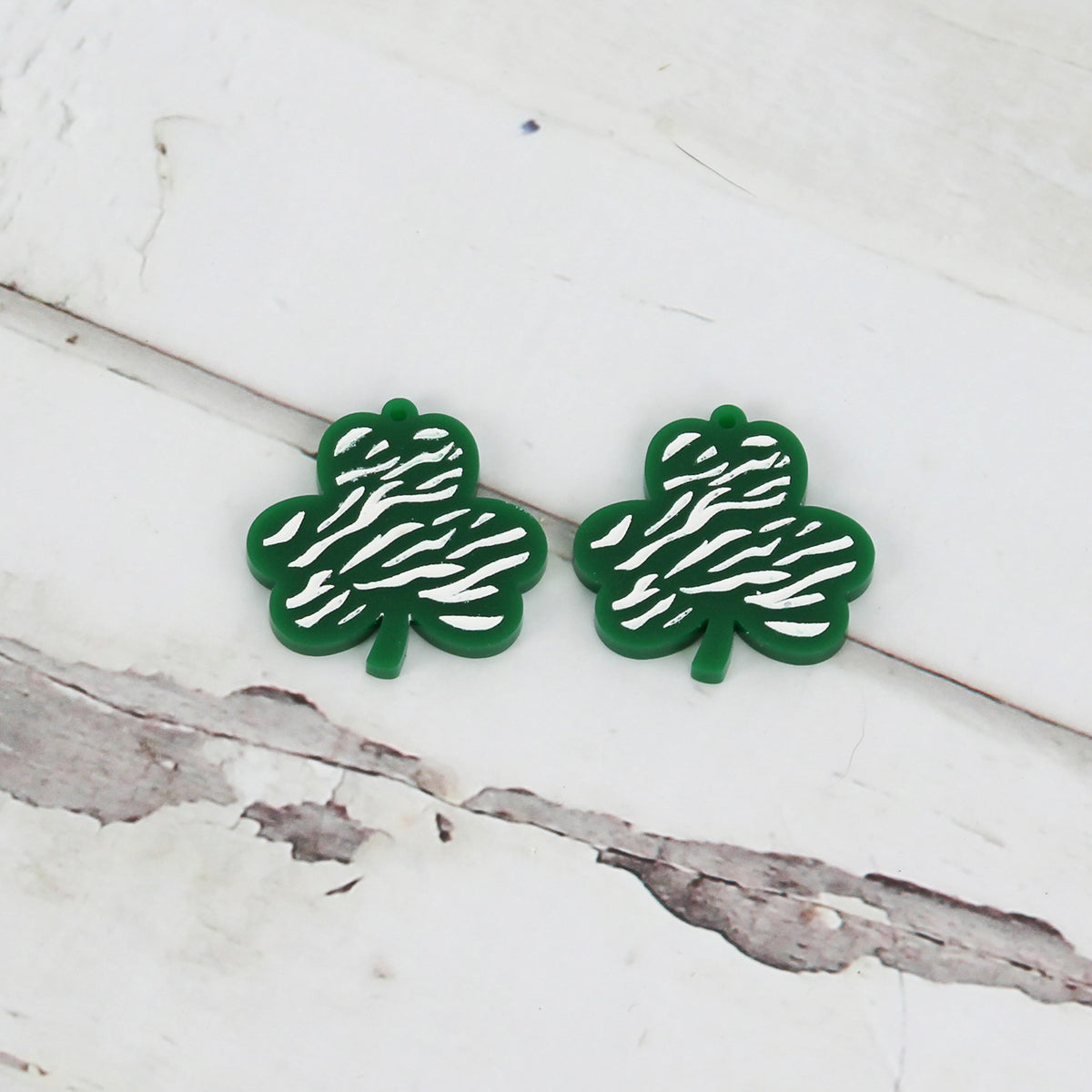 Zebra Print Shamrock Earrings - St. Patrick's Day Earrings - Glowforge