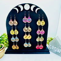Zodiac Earring with Display Stand - Astrology Earrings Collection (Set of 12) - Glowforge