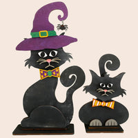 Two Spooky Cats Shelf Sitters (Set of 2)