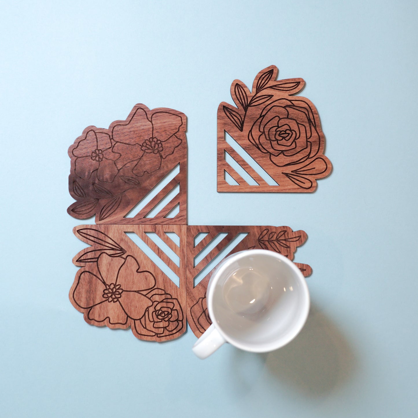 Floral Puzzle Coaster (Set of 4)
