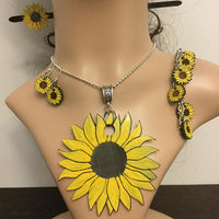Sunflower Pendant and Earring Set
