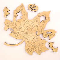 Fall Leaf Halloween Puzzle with Spooky Whimsies