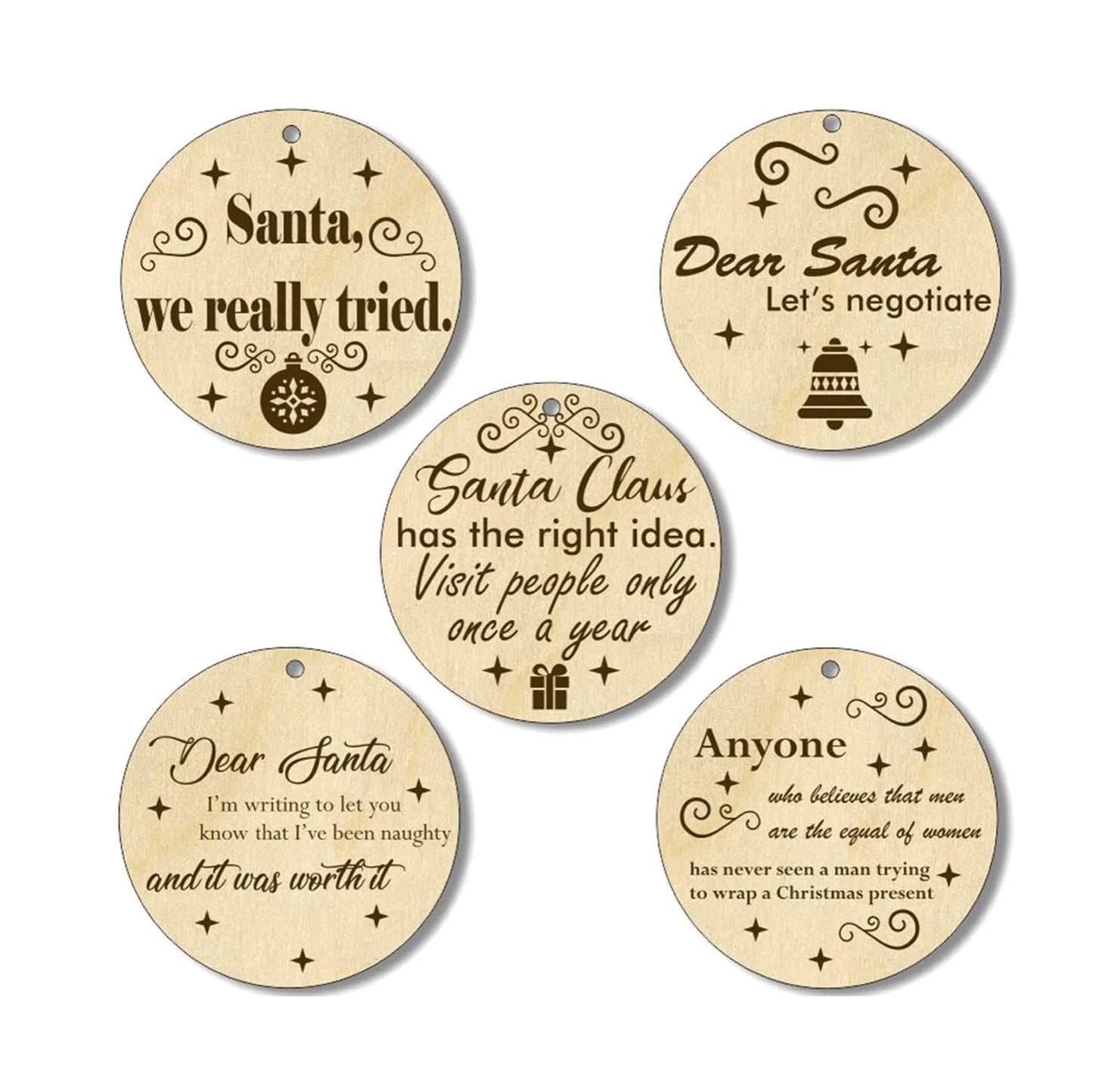 Christmas Ornaments With Quotes (Set of 5)